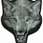 Aufnäher Wolf silbergrau-schwarz