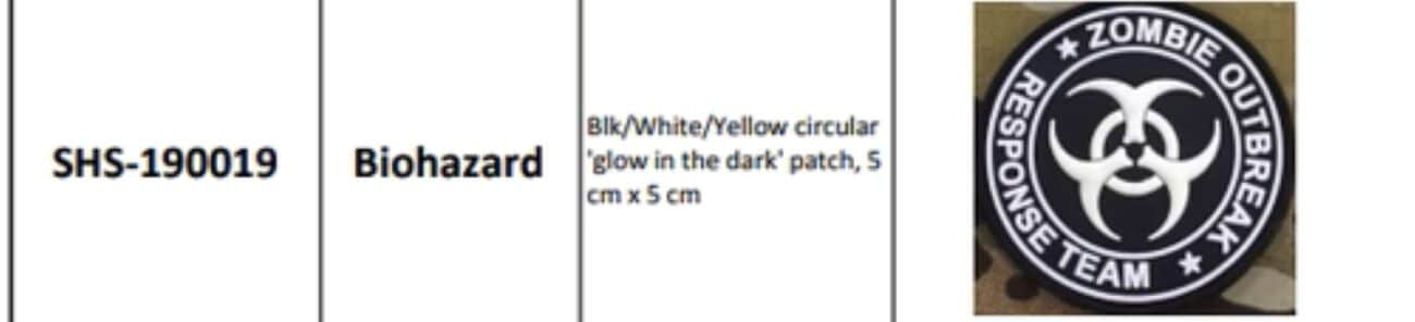 Patch Biohazard schwarz weiß